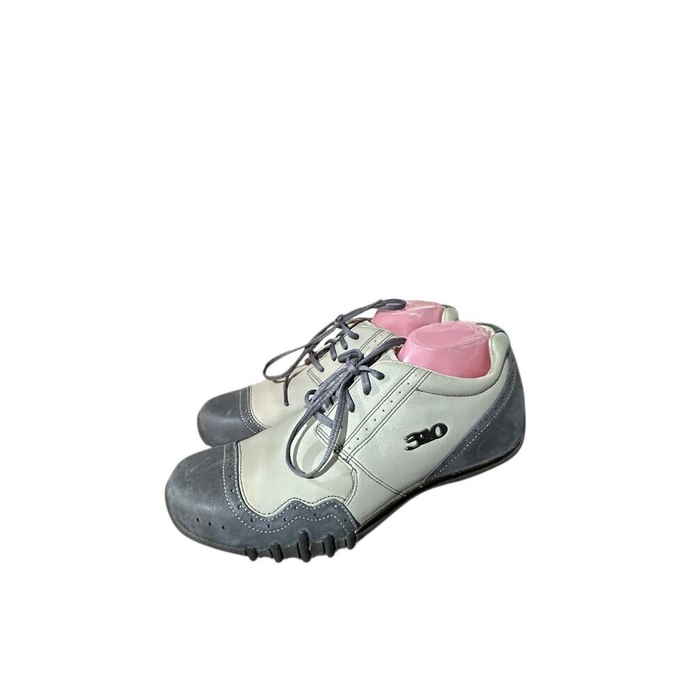 310 Motoring Mens Vintage Shoes Sz 13 White Gray Low Top Leather SN 31085 No Box